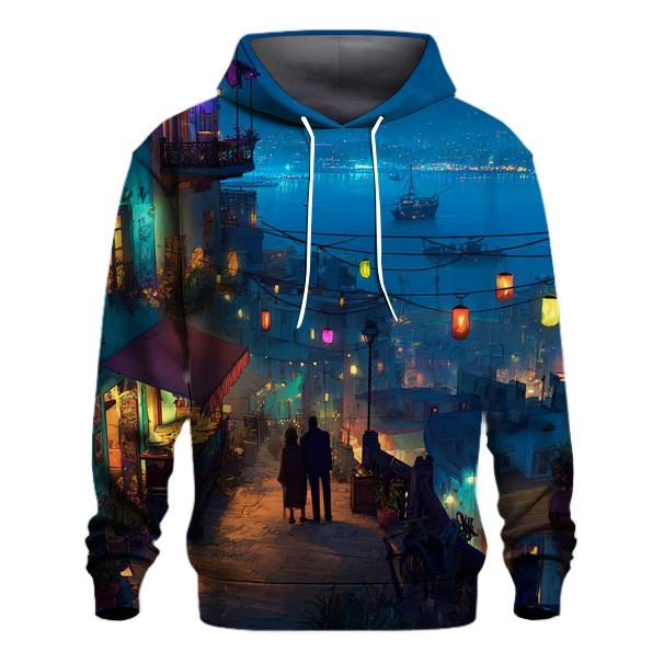 Neon Rooftop Market At Dusk hoodie trends