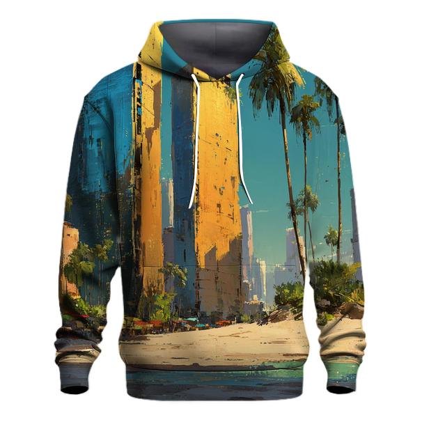 Desert Oasis Skyline At Golden Hour embroidered hoodies