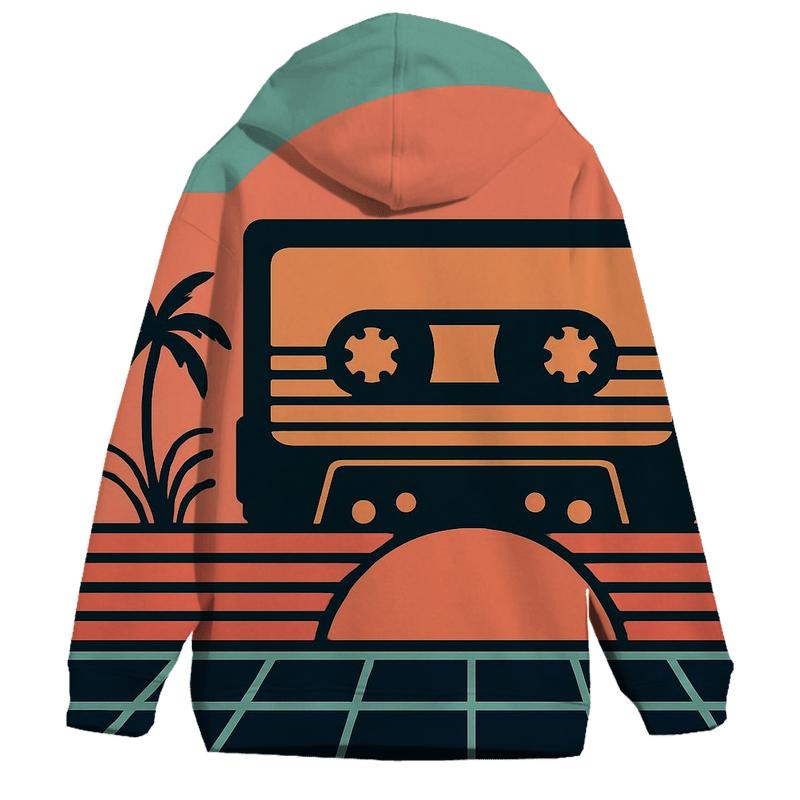 Cassette Coastline Grid embroidered hoodies
