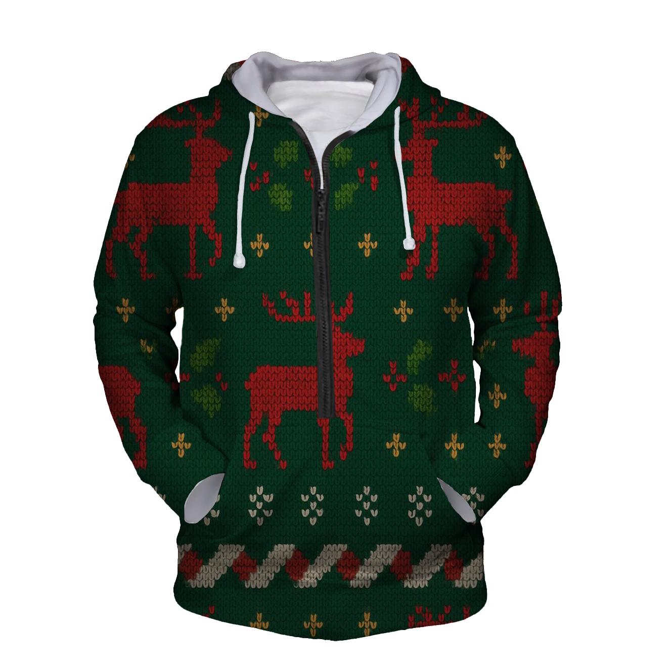 Pixelated Reindeer Row Design custom hoodies