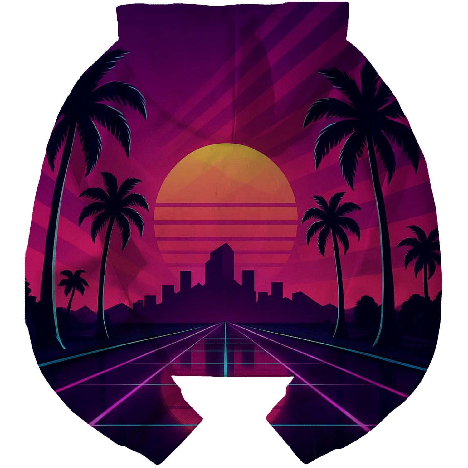 Neon Sunset Boulevard printed hoodies