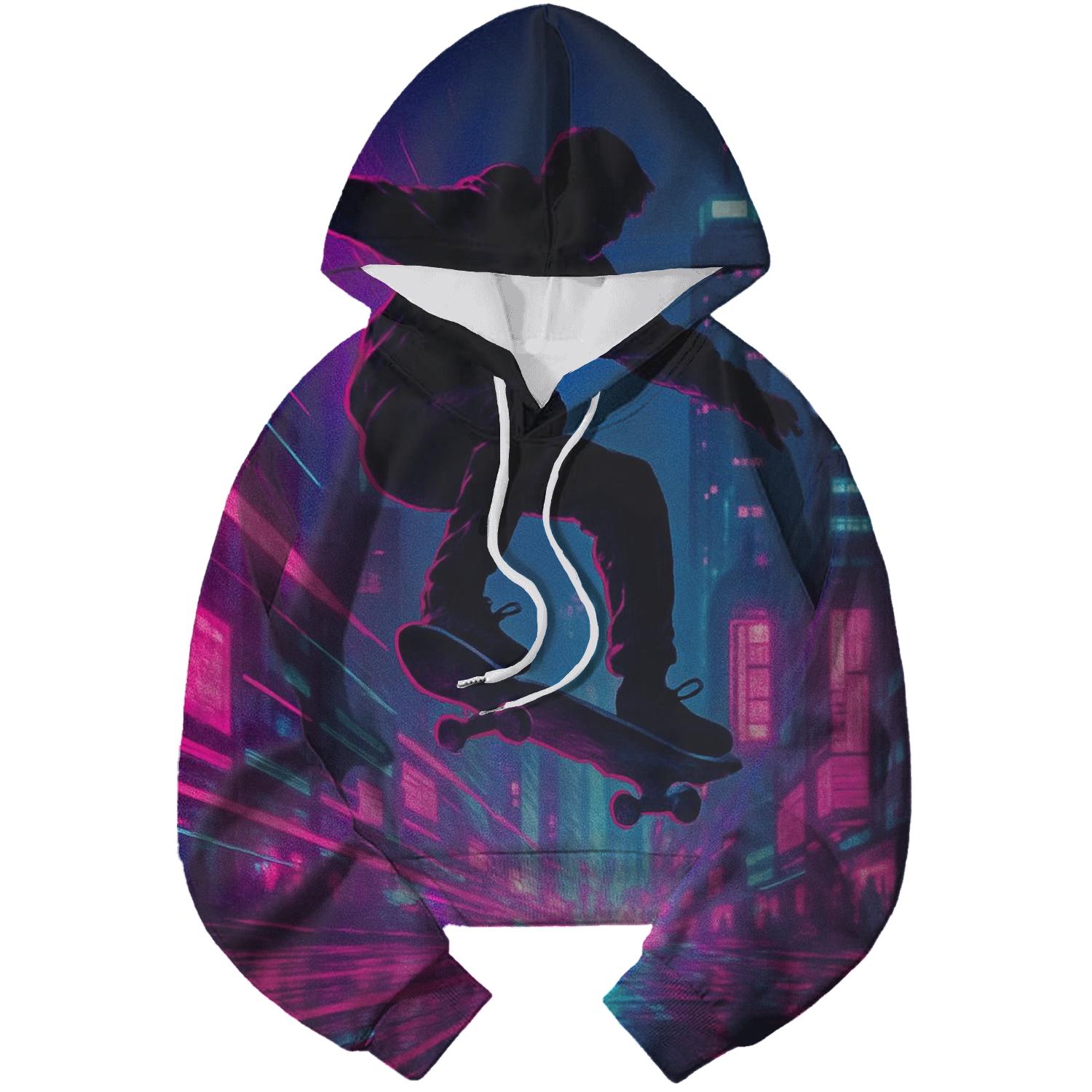 Neon Night Skate printed hoodies