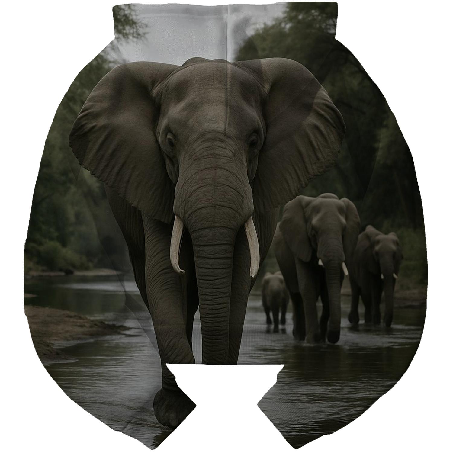 Riverway Crossing — African Elephant Matriarch printed hoodies