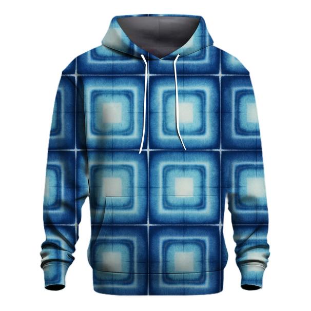 Indigo Itajime Grid embroidered hoodies