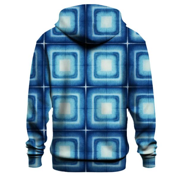 Indigo Itajime Grid embroidered hoodies