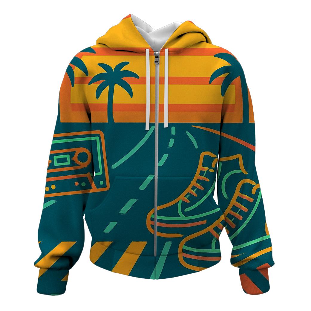 Neon Sunset Skateway premium hoodies