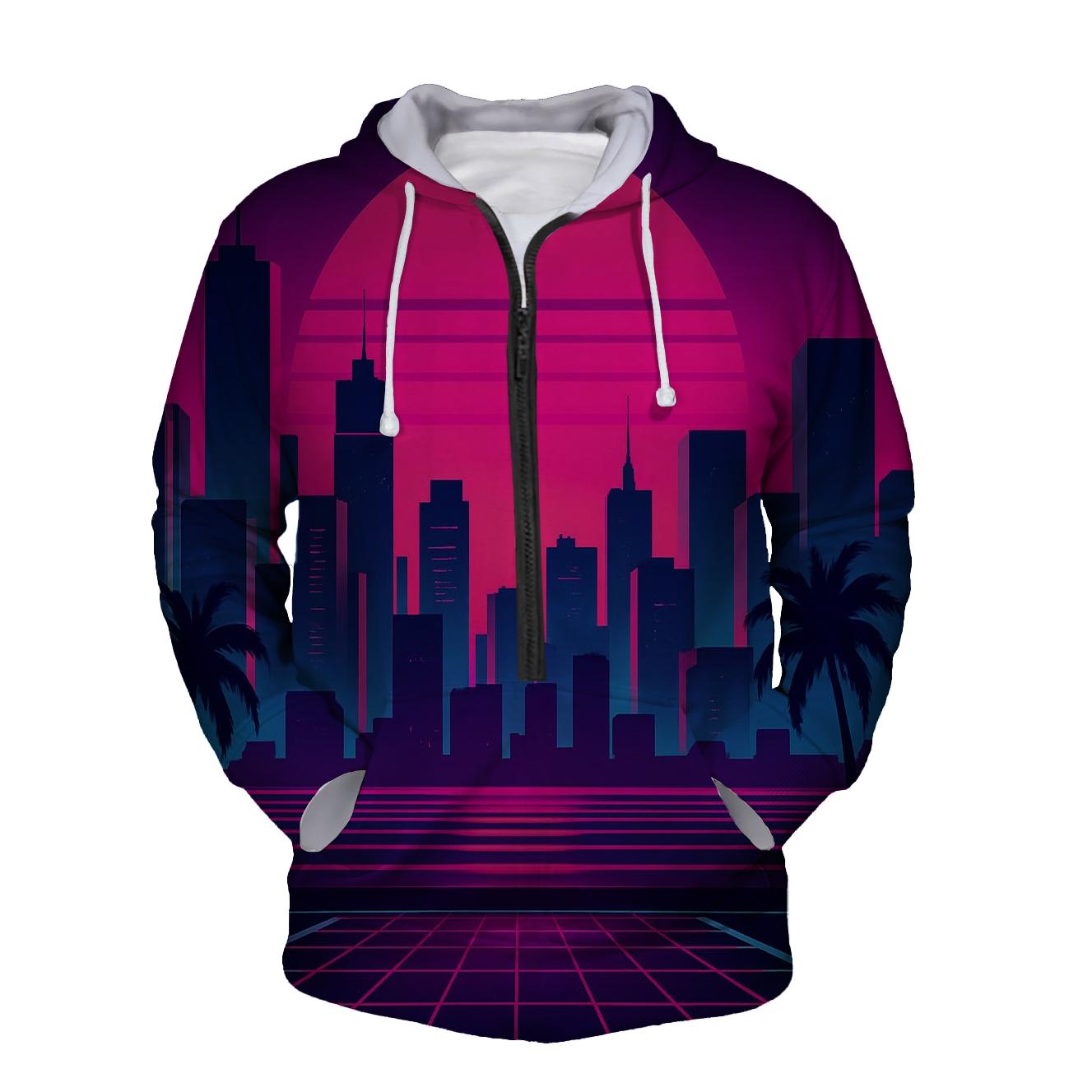 Neon Skyline Horizon premium hoodies