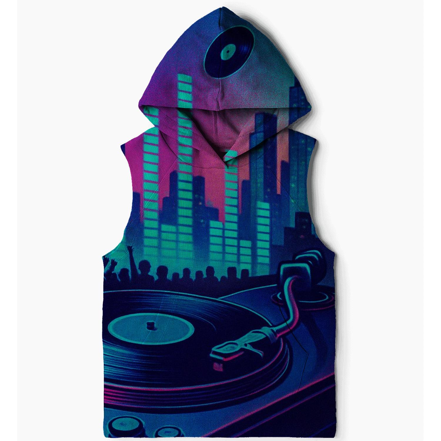 Neon Turntable Skyline heavyweight hoodies
