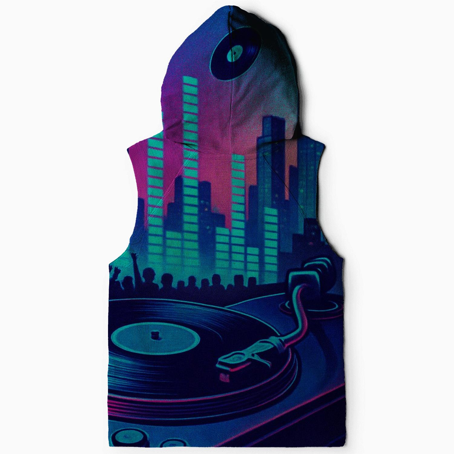 Neon Turntable Skyline heavyweight hoodies