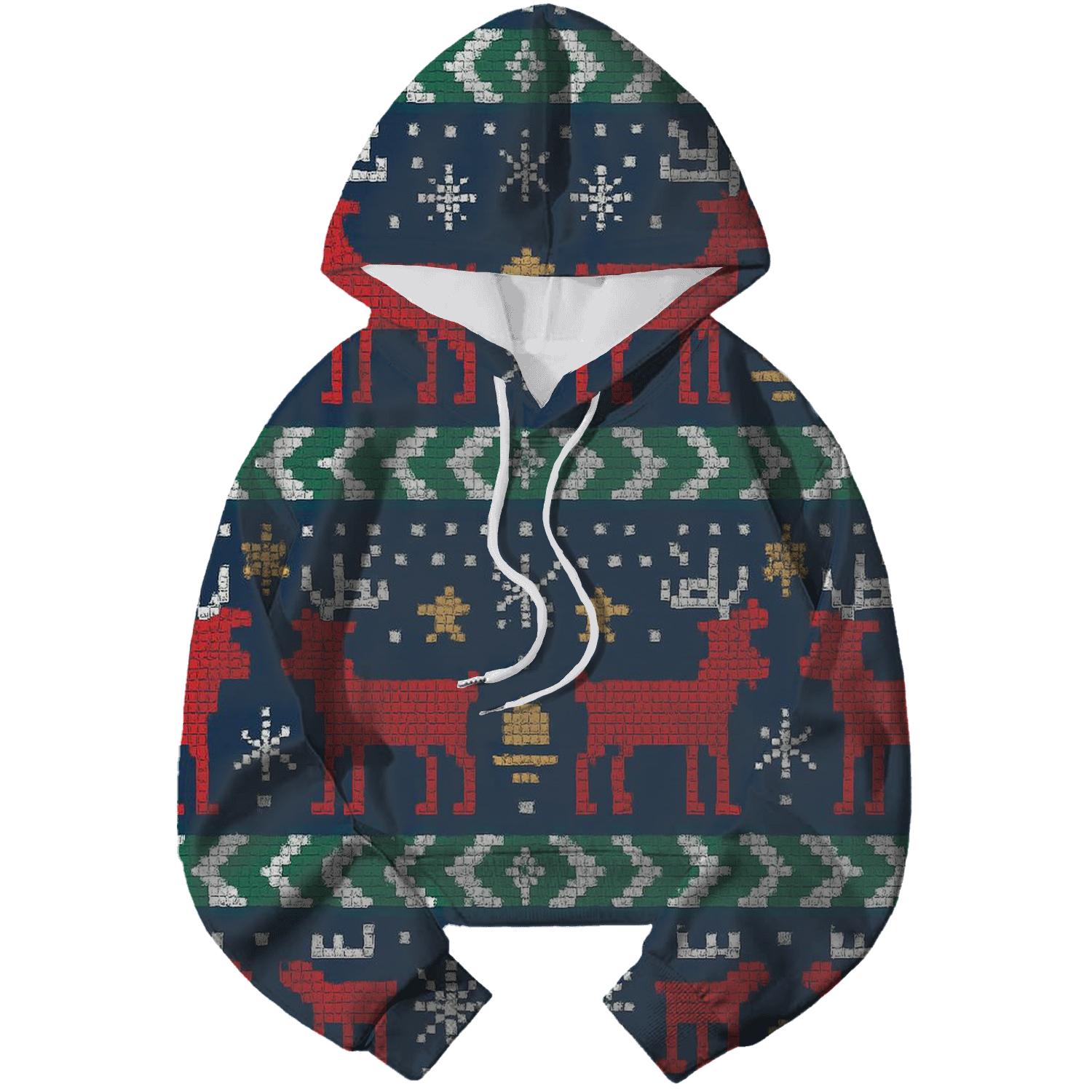 Pixelated Reindeer Festival Bands Design premium hoodies