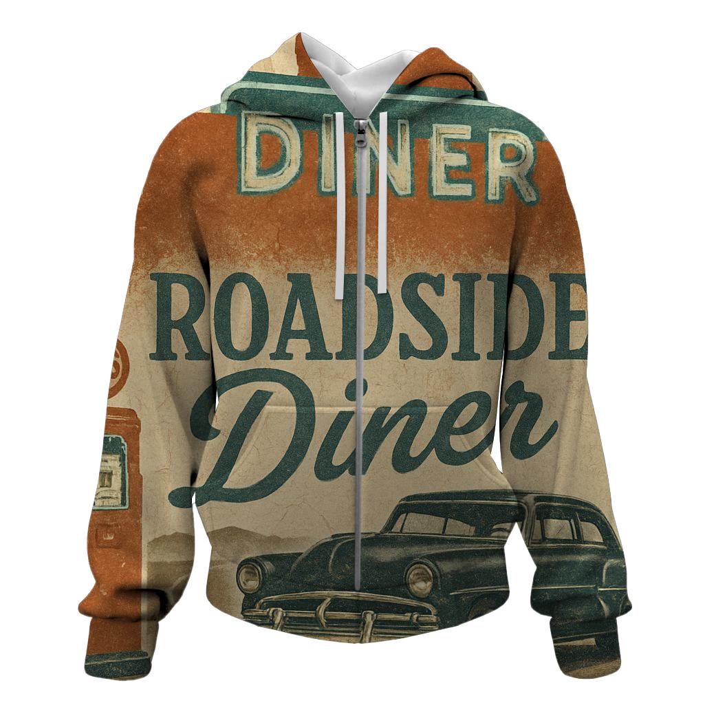 Burnt Orange Route 66 Roadside Diner Poster hoodie styles