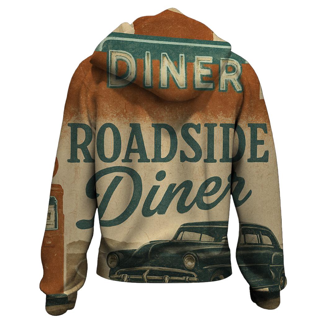Burnt Orange Route 66 Roadside Diner Poster hoodie styles
