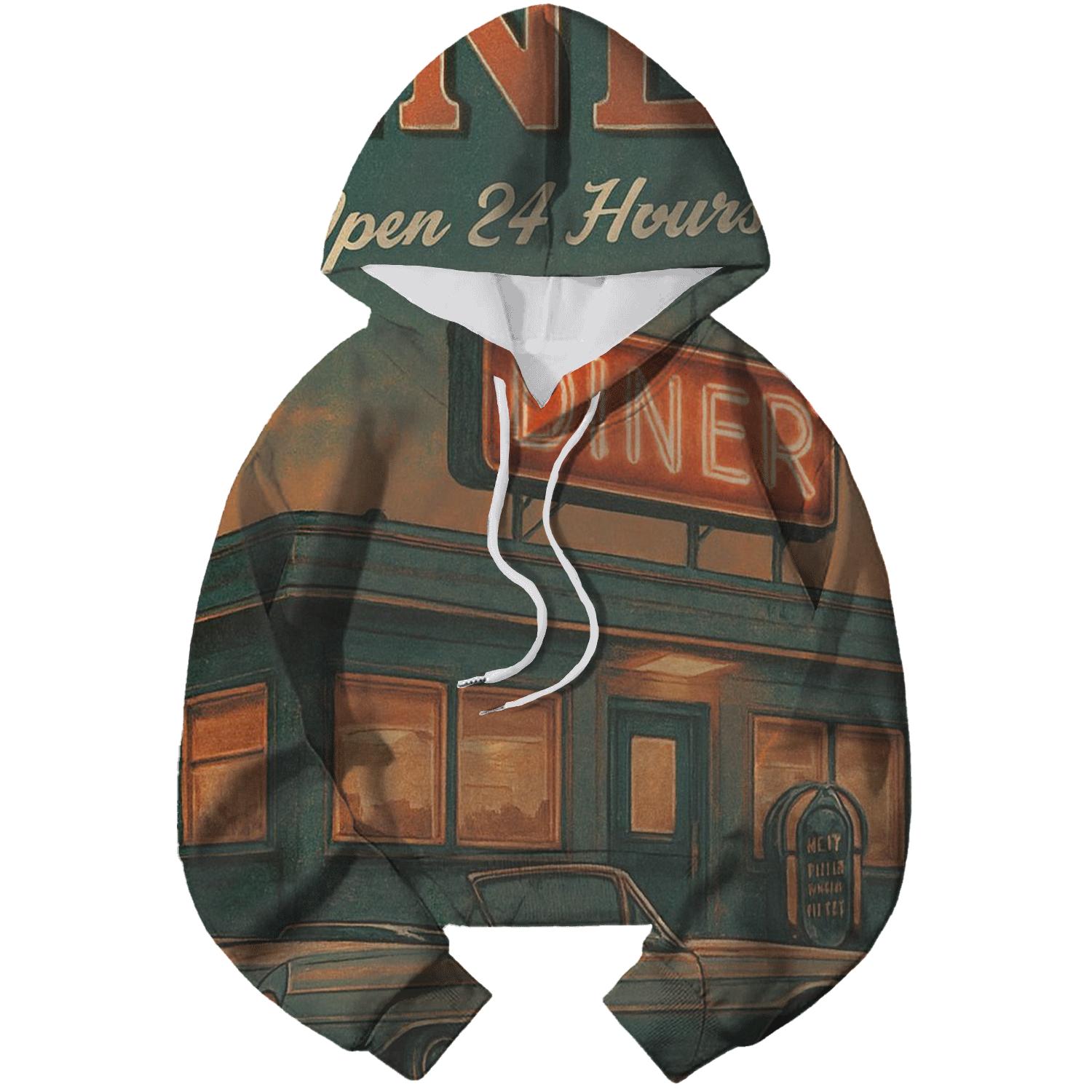 Burnt Orange Roadside Diner Poster premium hoodies