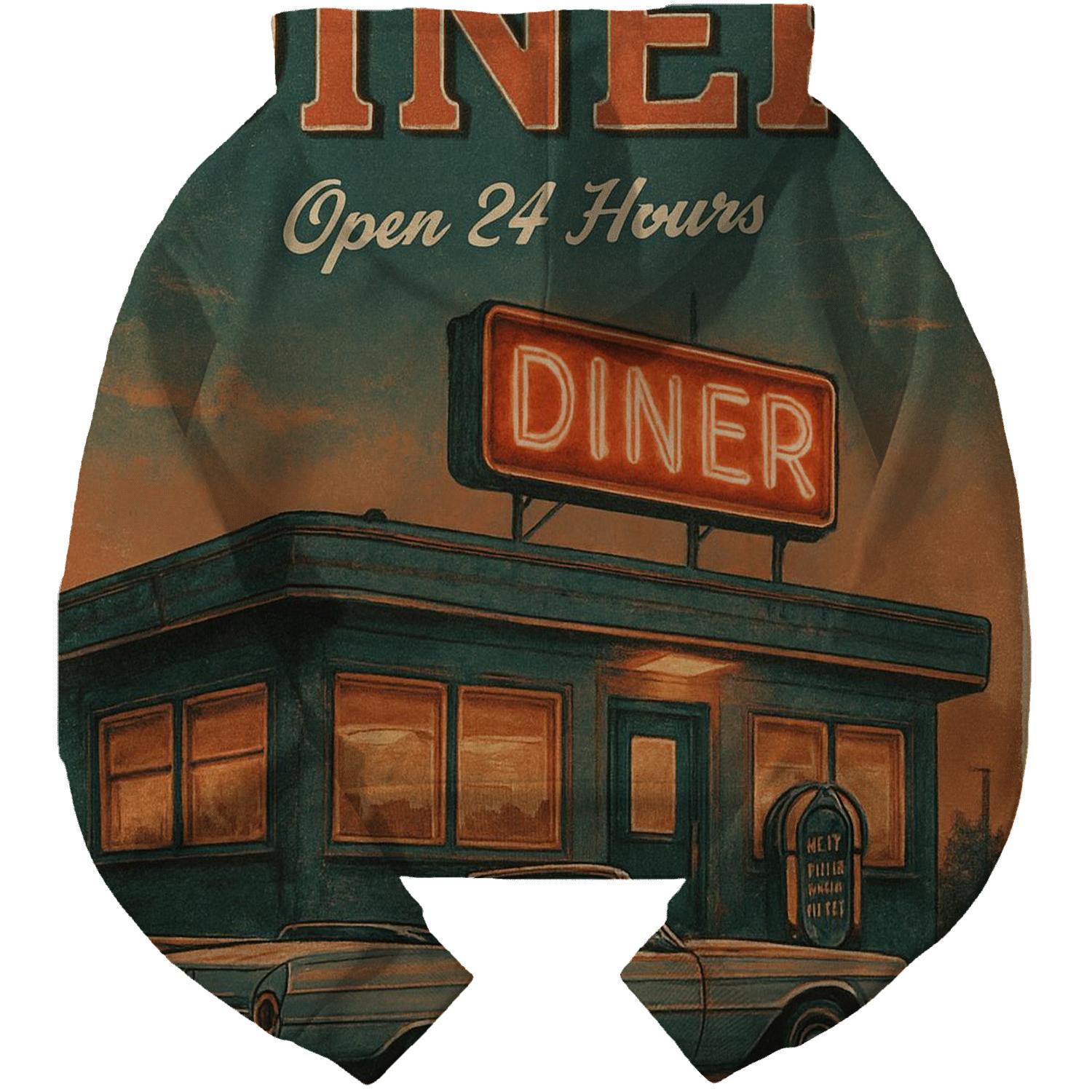 Burnt Orange Roadside Diner Poster premium hoodies