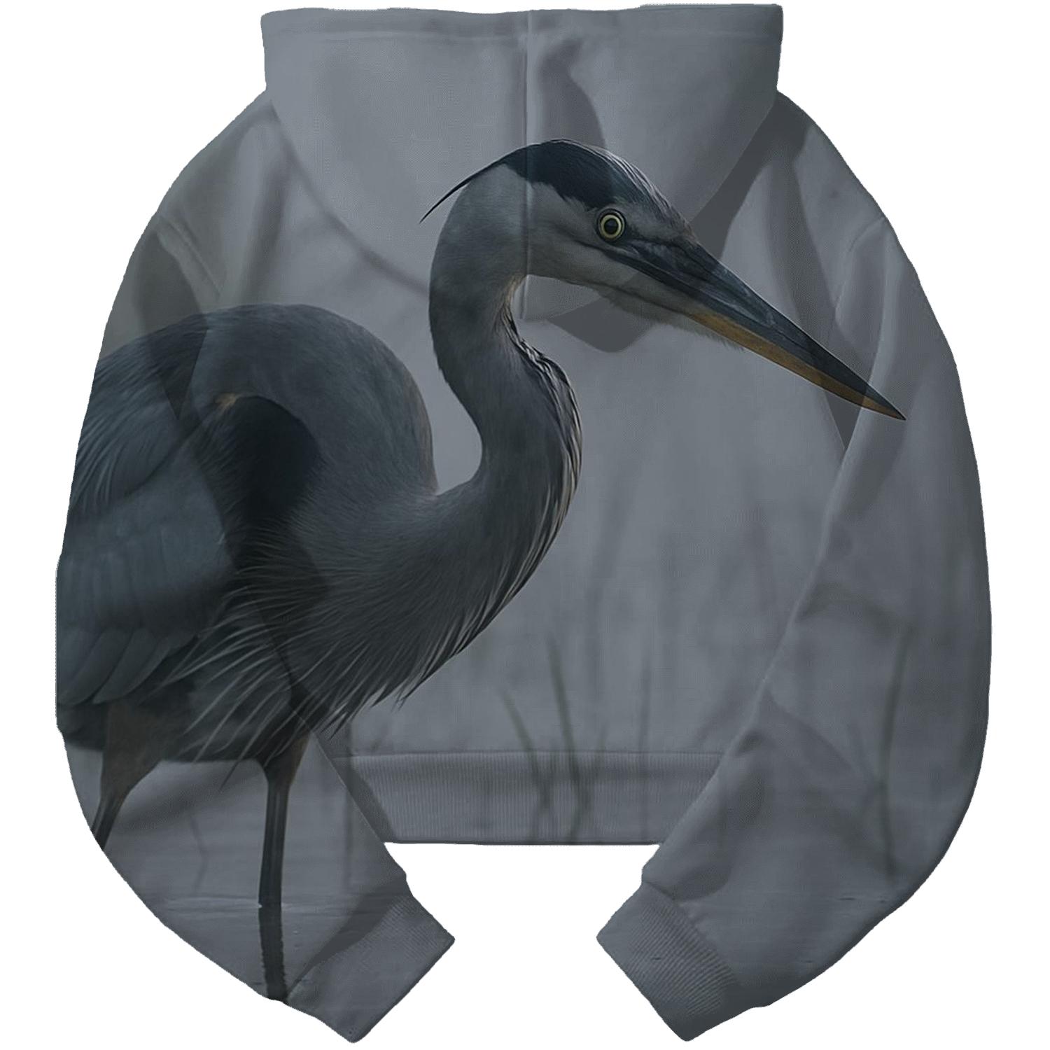Misty Dawn Fishing Heron zip-up hoodies