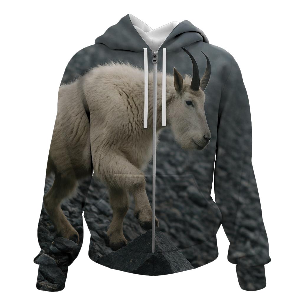 Alpine Scramble Mountain Goat printed hoodies