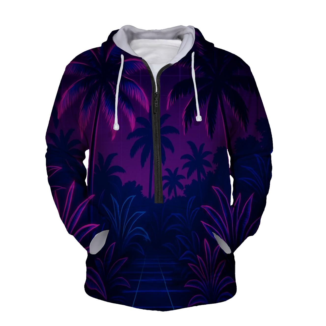 Synthwave Neon Jungle pullover hoodies