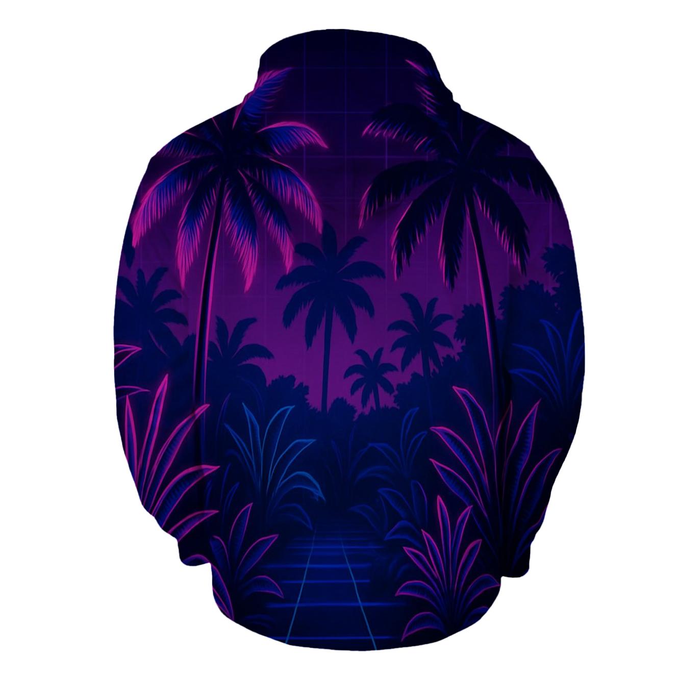 Synthwave Neon Jungle pullover hoodies
