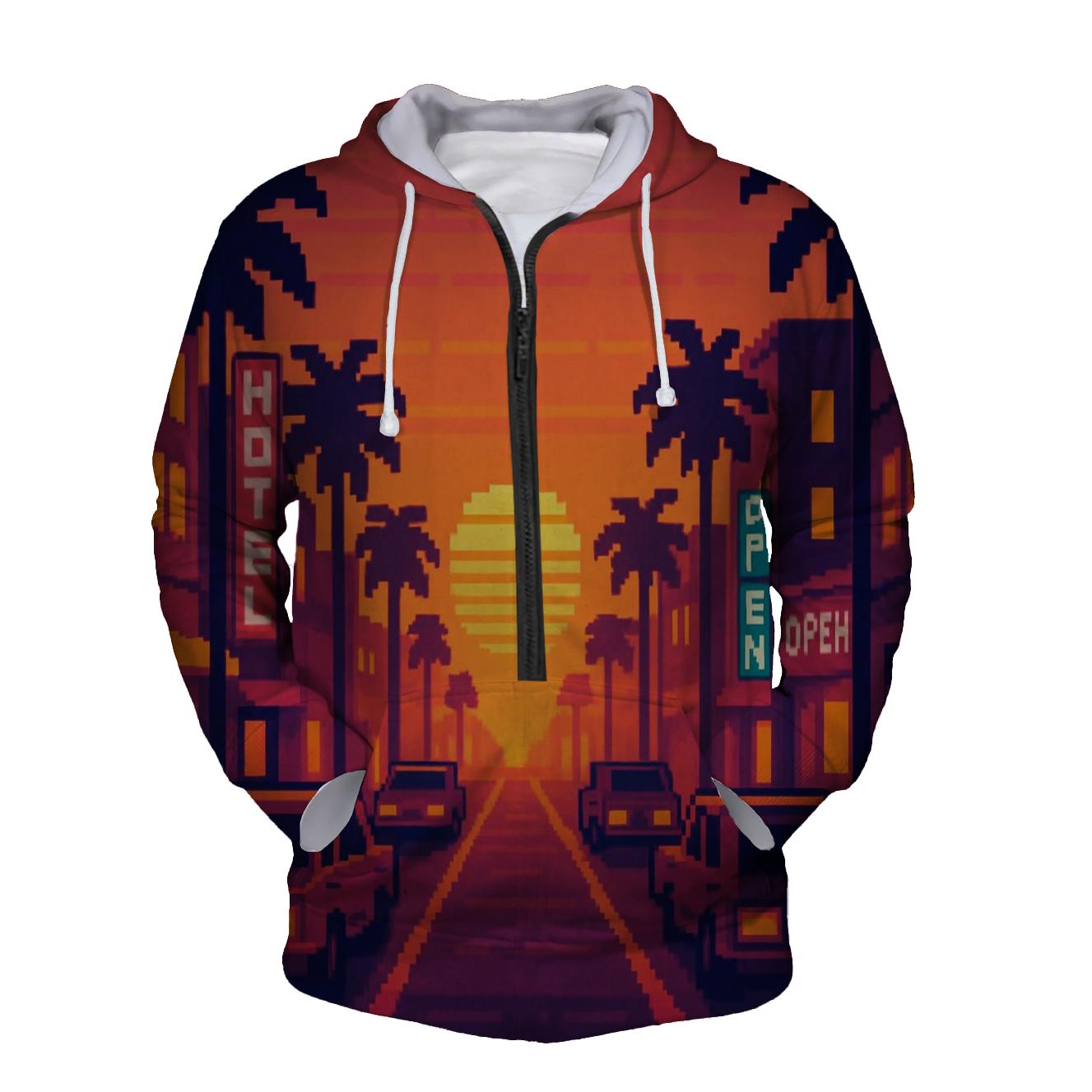 Pixel Sunset Boulevard heavyweight hoodies