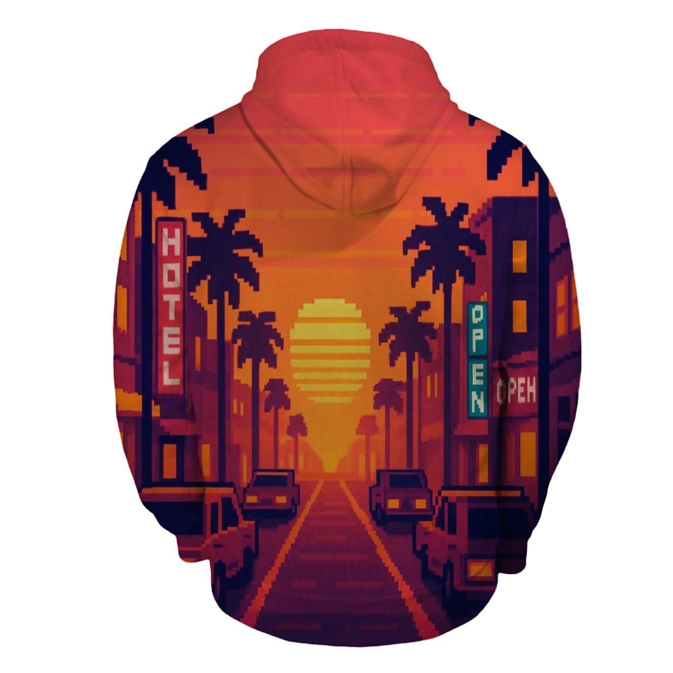 Pixel Sunset Boulevard heavyweight hoodies