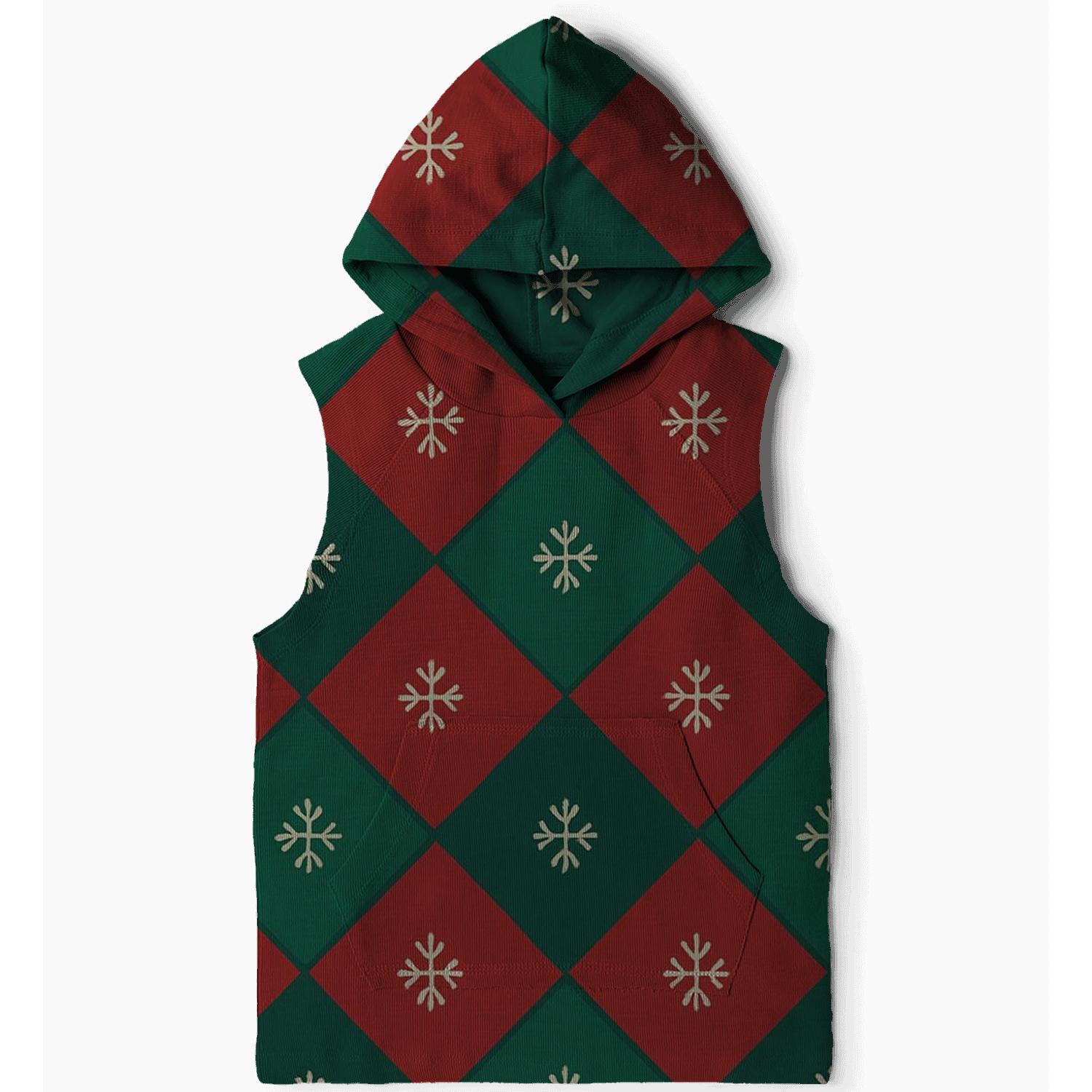 Crimson Snowflake Grid pullover hoodies