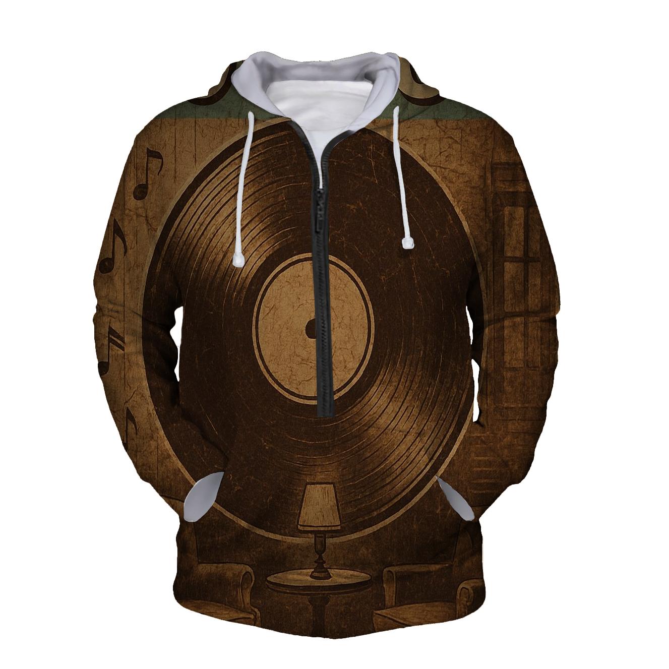 Rustic Vinyl Record Lounge Poster hoodies fashion
