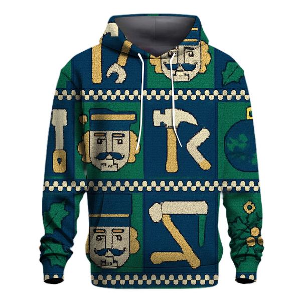 Santa Workshop Ornament Grid Design pullover hoodies