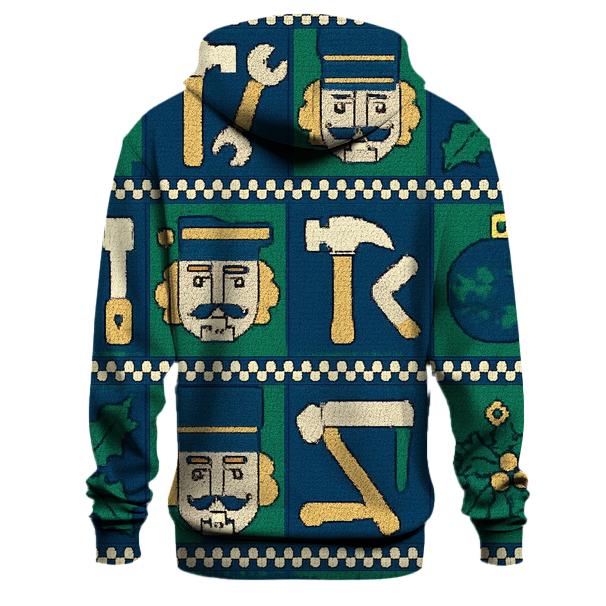 Santa Workshop Ornament Grid Design pullover hoodies