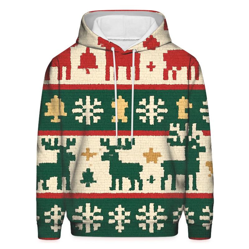 Kitschy Reindeer Parade Mosaic Design pullover hoodies