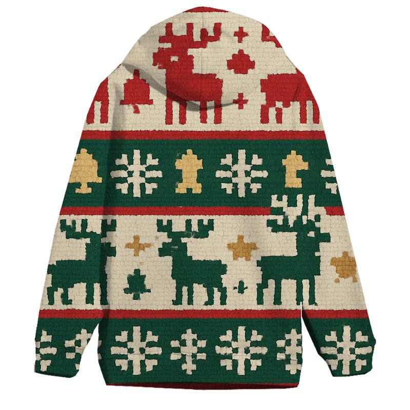 Kitschy Reindeer Parade Mosaic Design pullover hoodies