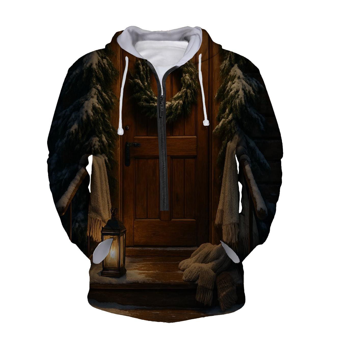 Wreath On A Snowy Cottage Door graphic hoodies