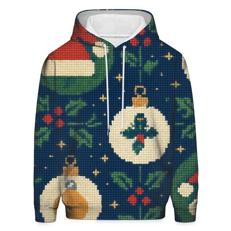 Santa Hat Patchwork Ornament Grid Design premium hoodies