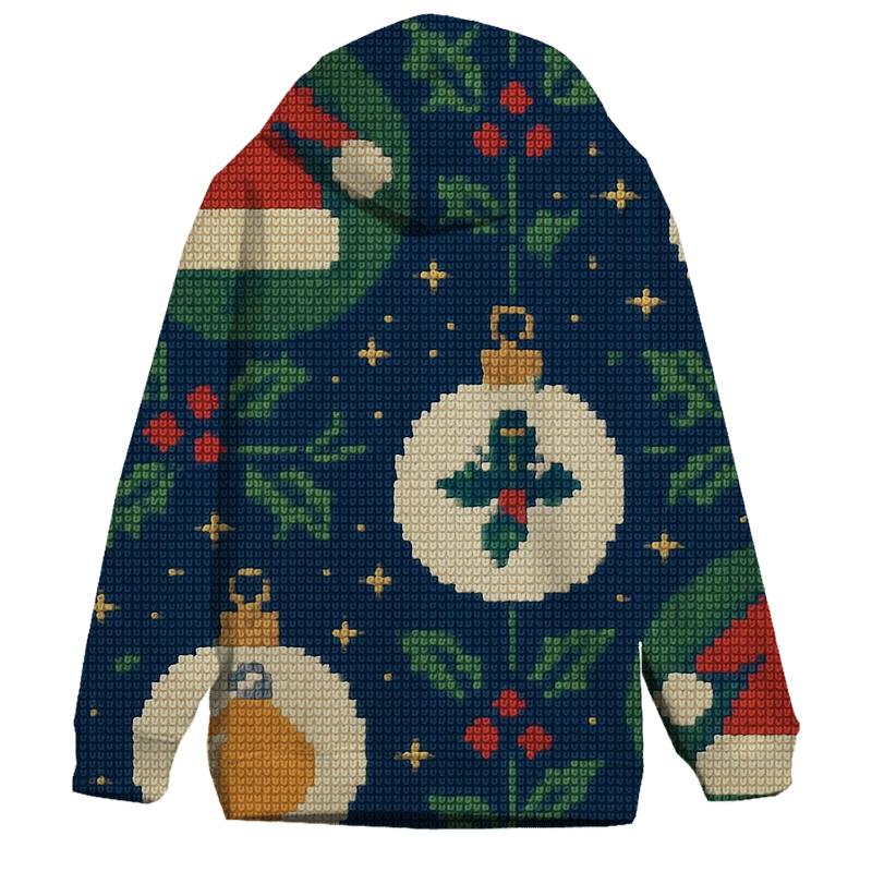Santa Hat Patchwork Ornament Grid Design premium hoodies