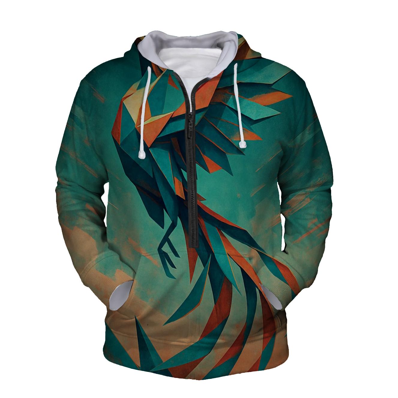 Chromatic Origami Phoenix graphic hoodies