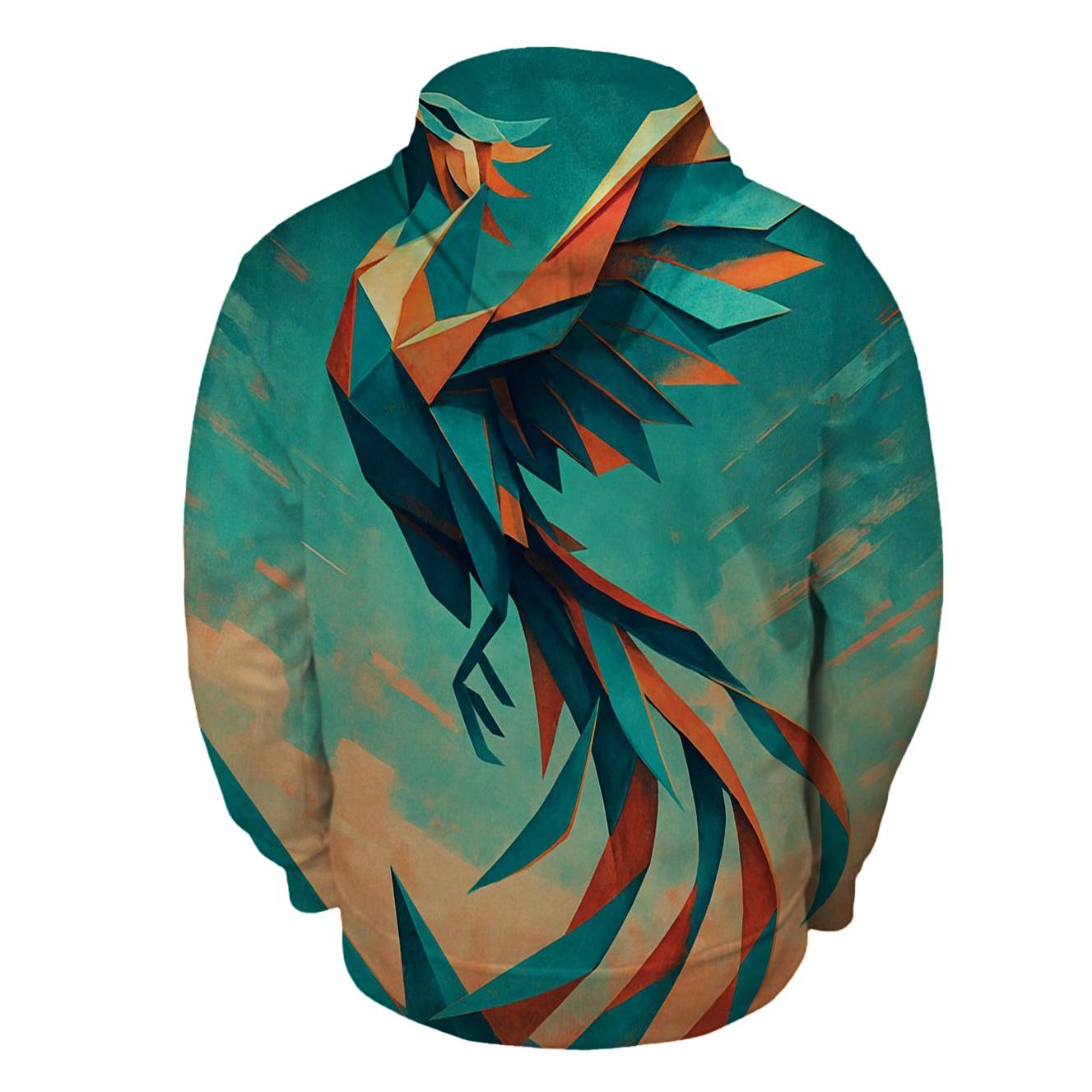 Chromatic Origami Phoenix graphic hoodies