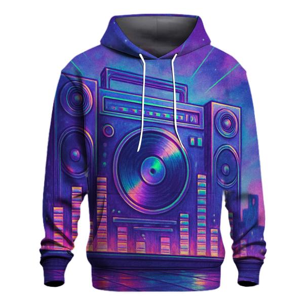 Holographic Boombox Skyline hoodies fashion