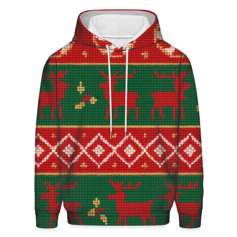 Peppermint Reindeer Patchwork Design heavyweight hoodies