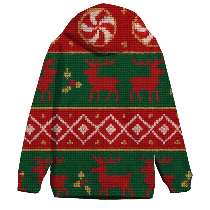 Peppermint Reindeer Patchwork Design heavyweight hoodies