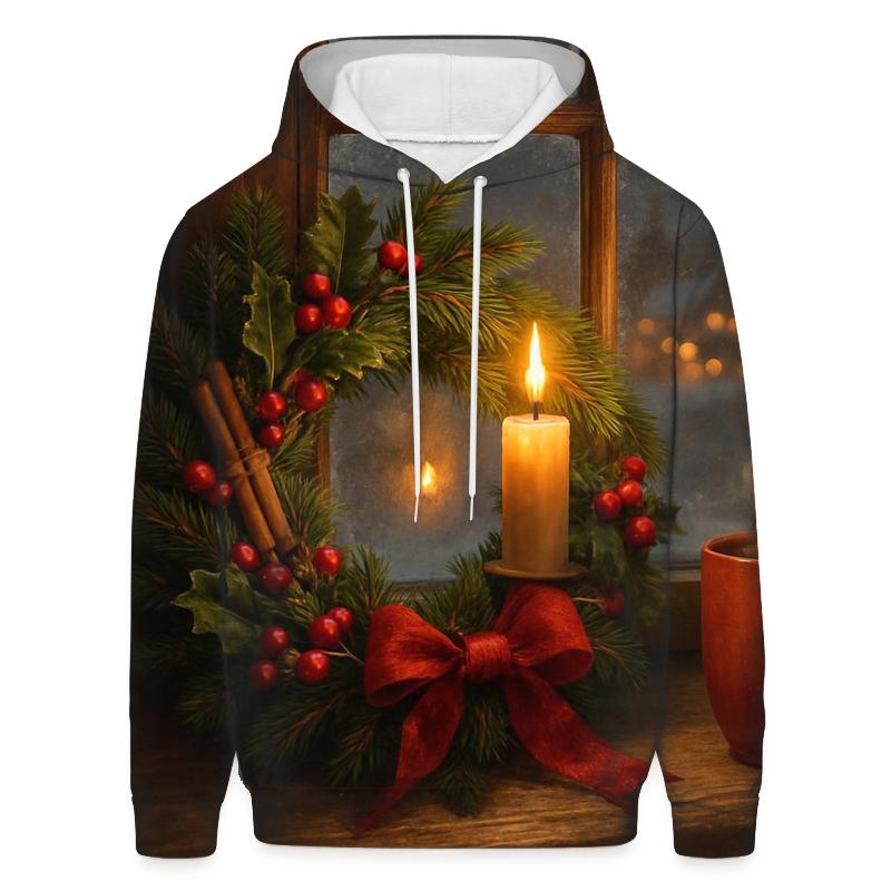 Wreath On Frosted Window premium hoodies