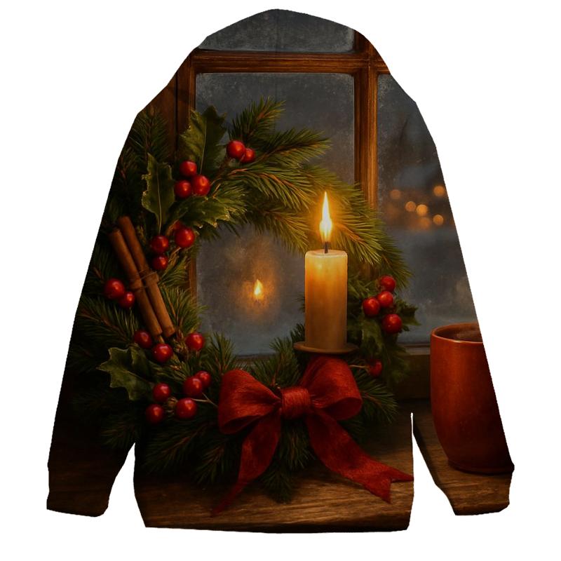 Wreath On Frosted Window premium hoodies