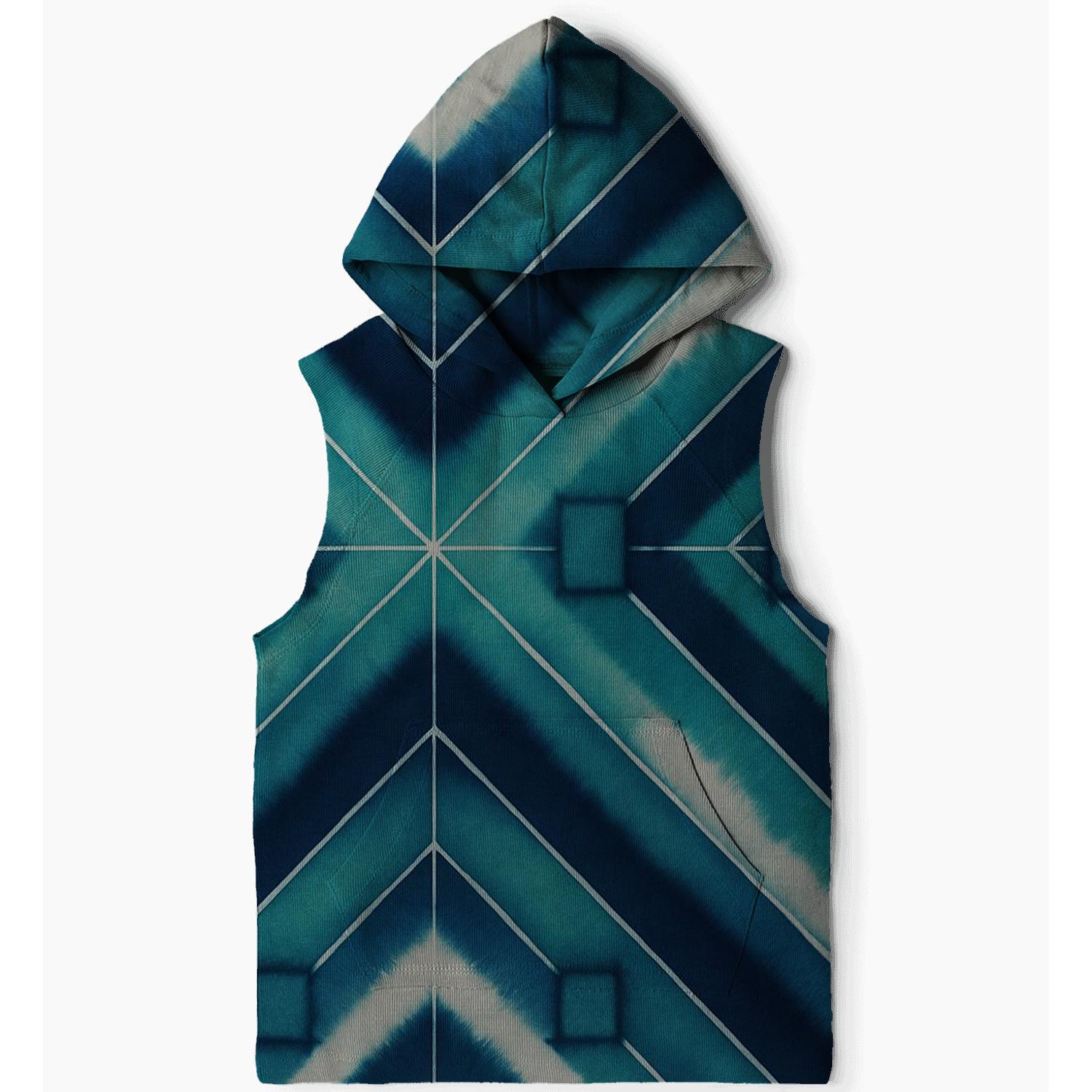Indigo Arashi Wave Grid hoodies fashion