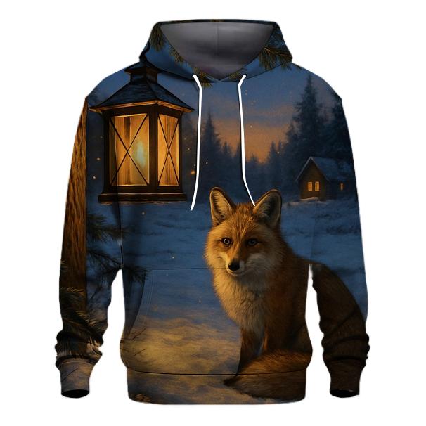 Evergreen Lantern In Snowy Clearing embroidered hoodies
