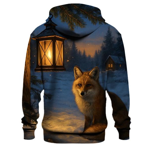 Evergreen Lantern In Snowy Clearing embroidered hoodies