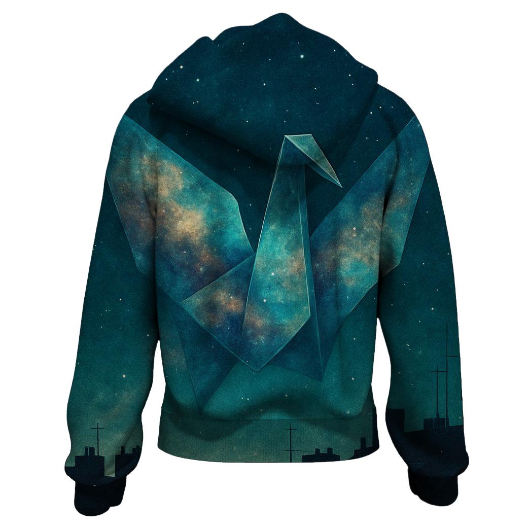 Nebula Origami Crane zip-up hoodies