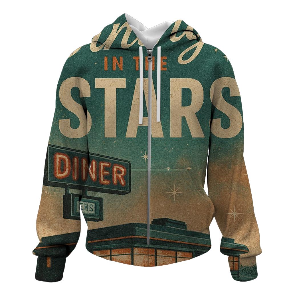Vintage Cosmic Diner Postcard heavyweight hoodies