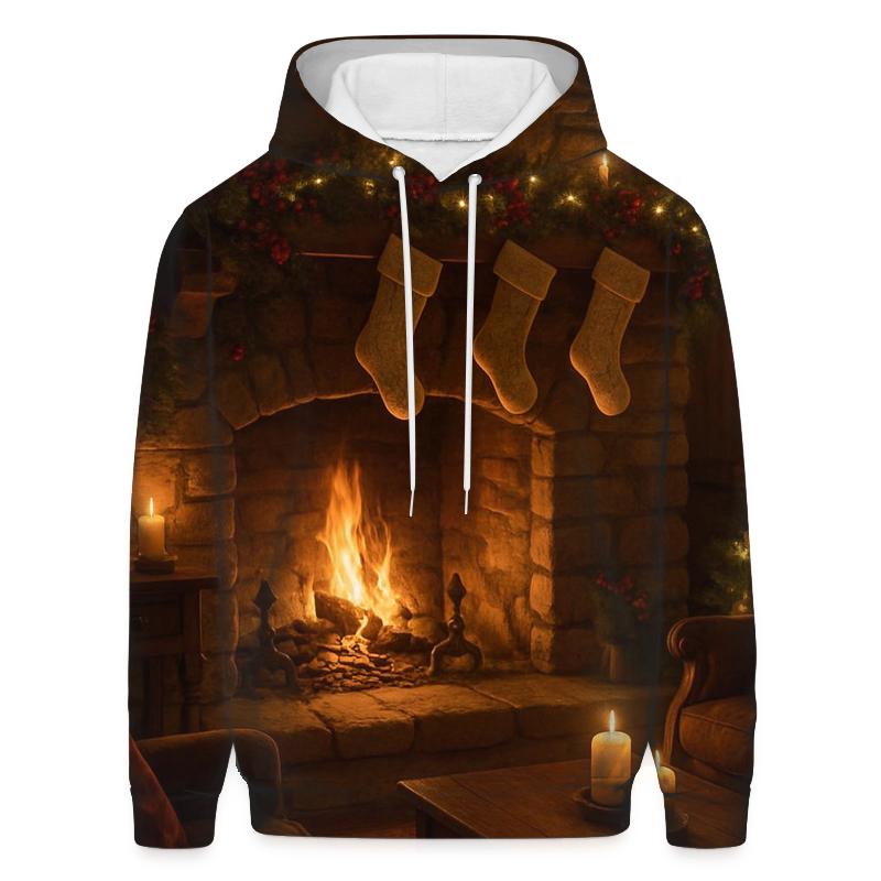 Enchanting Christmas Eve Fireplace custom hoodies