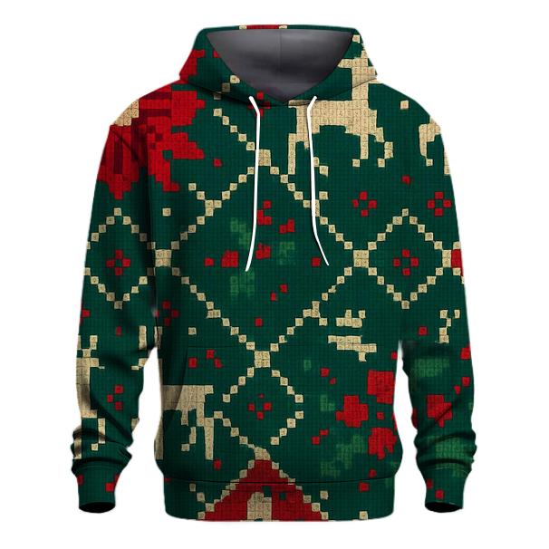 Pixel Poinsettia Reindeer Lattice Design hoodie trends