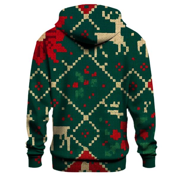 Pixel Poinsettia Reindeer Lattice Design hoodie trends