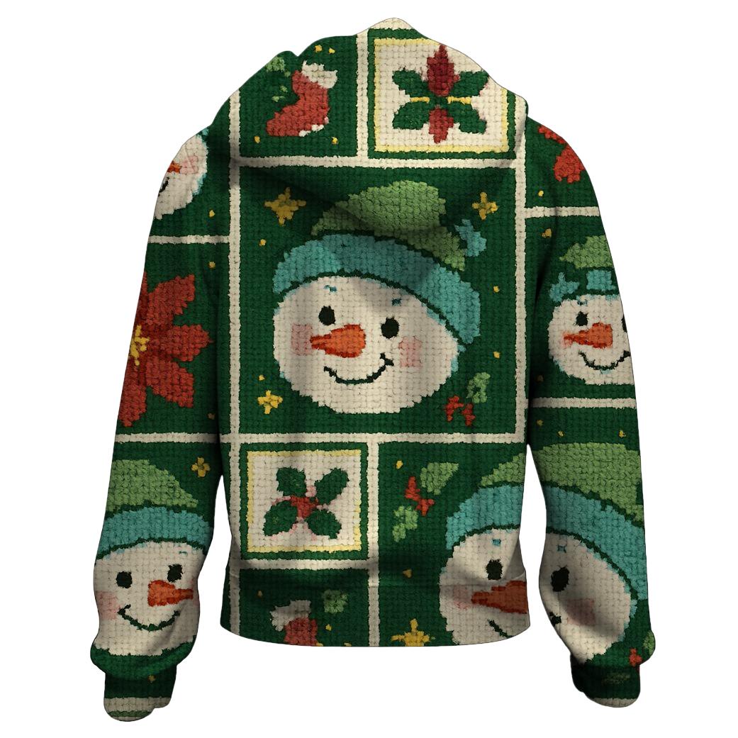 Tinsel Snowman Patchwork Design heavyweight hoodies