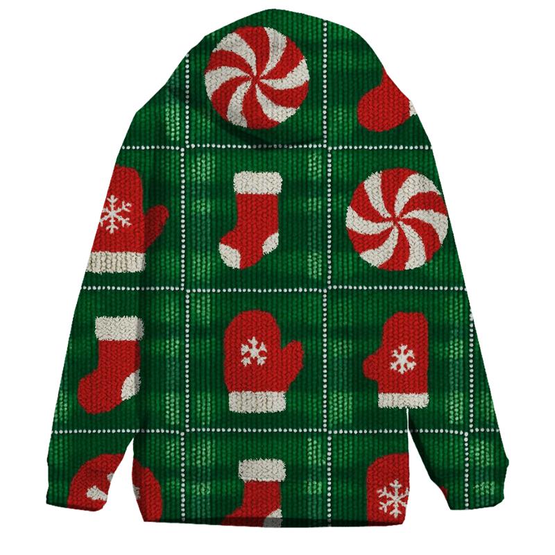 Peppermint Patchwork Plaid Design embroidered hoodies